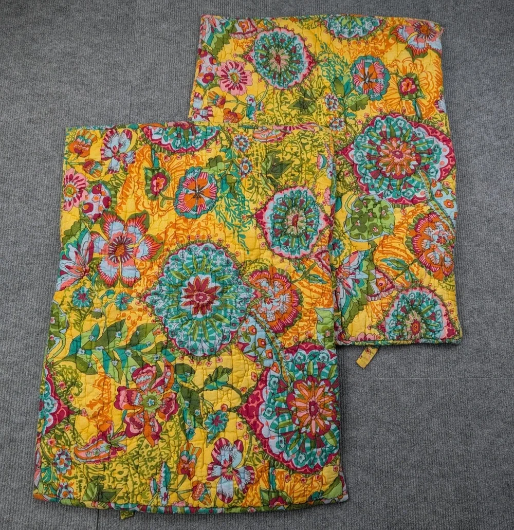 Pottery Barn Pillow Covers 25x18 Cotton Floral India Boho Cottage Colorful Retro